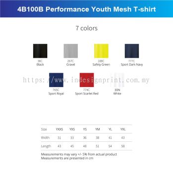 4B100B Performance Youth Mesh T-shirt