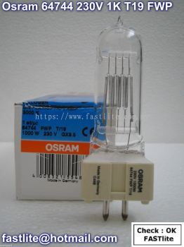Osram 64744 240v 1000w T19 FWP Studio lamp (made in Germany)