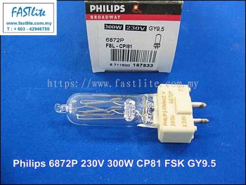 Philips 6872P CP81 FSK 240v 300W GY9.5 Film/Studio bulb