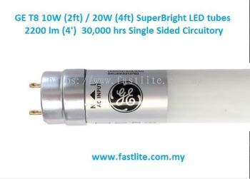 GE Superbright T8 20W LED tubes 2200 lm 30,000hrs