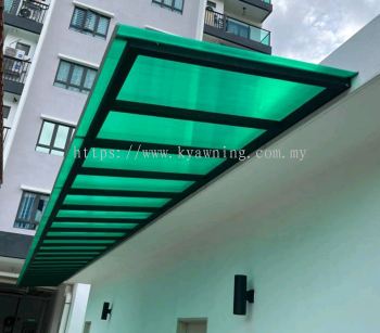 Mild Steel Polycarbonate Green Color (Hollow Serials 3mm) Skylight Awning - Frame Ms 1 1/2x1 1/2(1.2) Hollow 