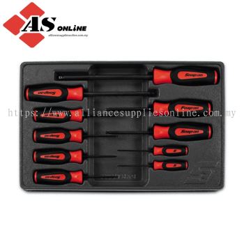 SNAP-ON 10 pc Ball Hex Instinct® Screwdriver Set (3/32–3/8") (Red) / Model: SGAB1000BR