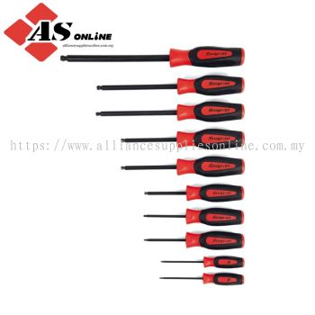 SNAP-ON 10 pc Ball Hex Instinct® Screwdriver Set (3/32–3/8") (Red) / Model: SGAB1000BR