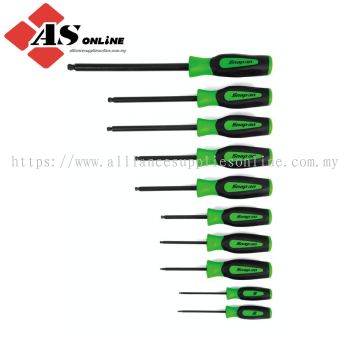 SNAP-ON 10 pc Ball Hex Instinct Screwdriver Set (Green) / Model: SGAB1000BG