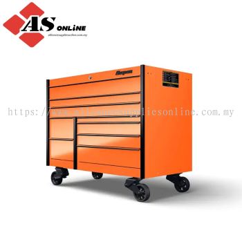 SNAP-ON 54" Nine-Drawer Double-Bank Masters Series Roll Cab with PowerDrawer and SpeeDrawer (Electric Orange with Black Trim and Blackout Details) / Model: KMP1022ABKH