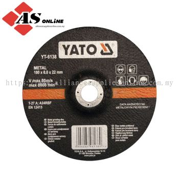 YATO Metal Grinding Disc 180x6.8x22mm / Model: YT-6138