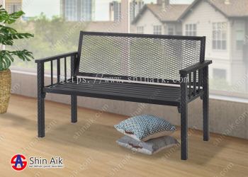 BC5917(KD) Black Industrial Style 2 Seater Metal Bench With Backrest