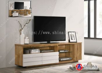 TV1669B (7'ft) Cedar & White Pine Two-Tone Modern Contemporary TV Display Cabinet