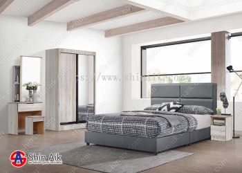 99002 (4'ft) Whitewash Modern Bedroom Set With Fabric Divan Bed