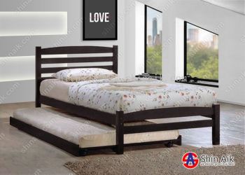 SB3355(KD) Wenge Modern Solid Wooden Single Bed Frame & Pull Out Bed