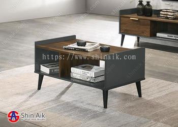 CT63116(KD) Grey & Walnut Two-Tone Mid-Century Coffee Table