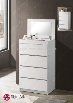 CD93100(KD) (2'ft) White Modern Minimalist Open Top Mirror 4-Drawer Chest