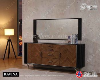 RAVINA MRSB - Designer's Series Fully Set Up Gold Accent Elegant Style Sideboard Cabinet