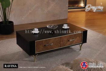 RAVINA CT - Designer's Series Fully Set Up Gold Accent Elegant Style Coffee Table