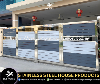 Stylish Folding Track Stainless Steel Frame and Aluminum Panel Auto Gate Designs Kuala Lumpur | Malaysia  