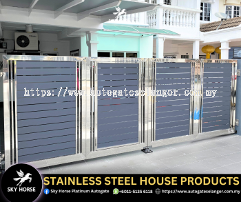 Folding Trackless Stainless Steel AutoGate Designs Malaysia | Klang Valley 