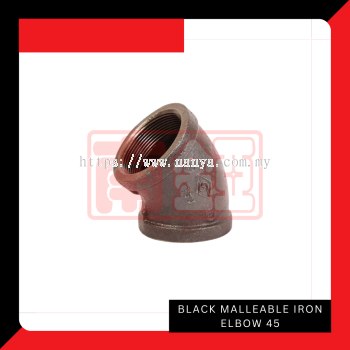 Black Malleable Iron Elbow 45