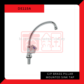DE115A' CP Brass Pillar Mounted Sink Tap