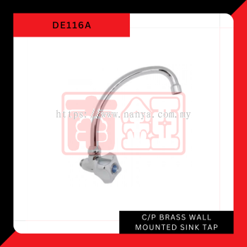 DE116A' CP Brass Wall Mounted Sink Tap