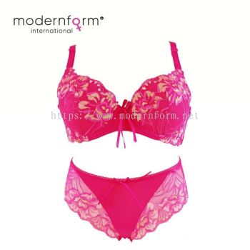 Modernform Hot Sale Women Sexy V Deep Bra Cup B Emboidery Lace with Panties Set (M208)