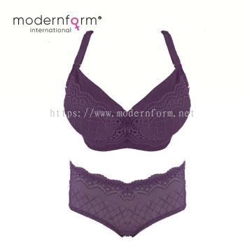 Modernform Women Adjustable V Deep Bra Cup B Lace with Sexy Panties Set (P1179B)