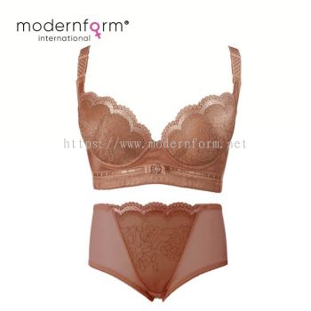 Modernform Adjustable V Bra Sets Lace Embroidered Bra+Panties Set ( P0264)