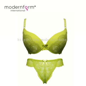 Modernform Sexy Lingerie Brassiere Underwire 3/4 Soft Up Cup Lace Floral Embroidery and Panties Set(P1134C)