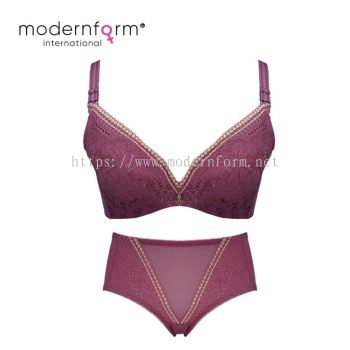 Modernform Sexy Women V Deep Bra Cup B Lace with Wired Bra Set ( M144)