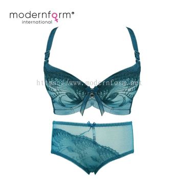 Modernform Sexy Women Floral Design Lace Bra Cup A Push Up with Panties (A032+K032)