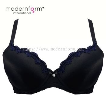 Modernform Bra Cup B Beautiful Denim Design Blue Trim & Black with Lace (M556)