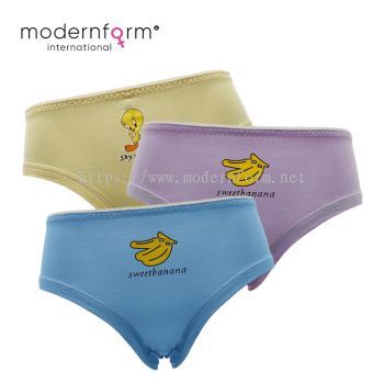 Modernform 3 IN 1 SET Panties Free Size Plain with Printed Cute Cartoon Design Regular Briefs Design Best Buy (P0321)