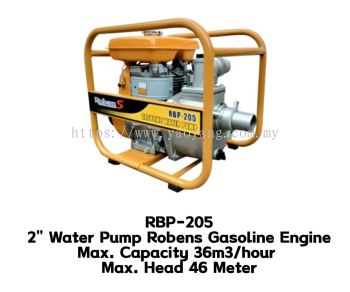 RBP-205 2" Water Pump Robens Gasoline Engine Max capacity 36m3/hour Max Head 46 Meter