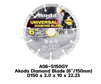 A06-S150GY Akoda 6'' Diamond Blade Dry (Grey) D150 x 2.0 x 10 x 22.23 - Use For Cutting Brick, Roofing Tile, Concrete (Standard Type) Max Cutting Depth 2"