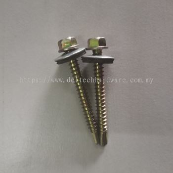 Yellow Zinc Chromed Hex Head Roofing Screw C/w Washer