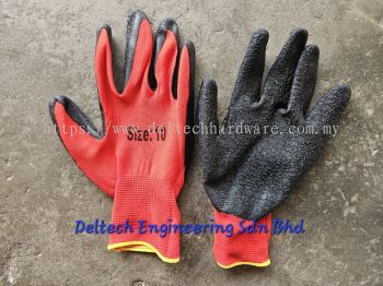 Rubber Coated Cotton Glove RED