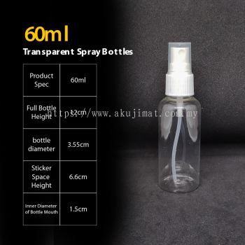 60ml Plastic Transparent Spray Bottles
