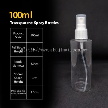 100ml Plastic Transparent Spray Bottles