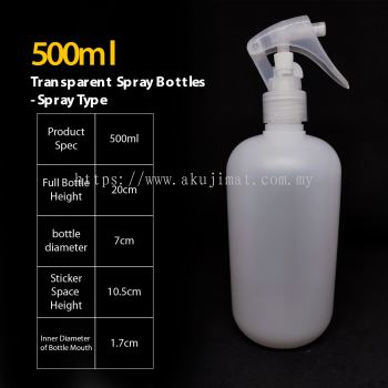 500ml Plastic Transparent Bottle - Spray Type
