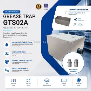 Undersink Grease Trap GTS02A | 12GPM | 40 Liter Capacity