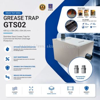 Undersink Grease Trap GTS02 | 12GPM | 40 Liter Capacity