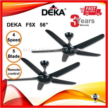 (READY STOCK)2pcs DEKA NEW MODEL 56" F5X 5 BLADE 4 SPEED CEILING FAN WITH REMOTE