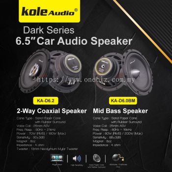 Kole Audio Dark Series 6.5″ Car Audio Speaker KA-D6.0BM KA-D6.2