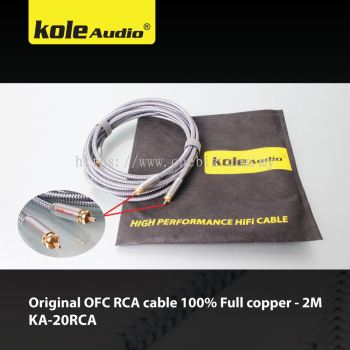 Kole Audio Original OFC RCA cable 100% Full copper 2 Meter (Grey) - KA-20RCA