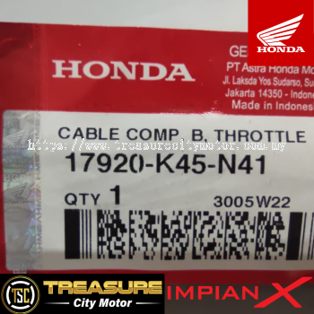 CABLE COMP. B, THROTTLE (17920-K45-N41)