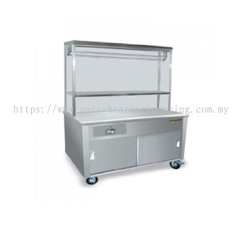 CHICKEN STALL WITH GLASS OVERSHELF & SPOTLIGHT