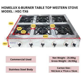 6 BURNER TABLE WESTERN STOVE