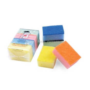 (A3) 4pcs Scouring Pad With Sponge [ RSP : RM2.70 PER SET ]