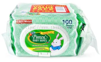 Pureen Baby Wipes Green (2 X 100's)