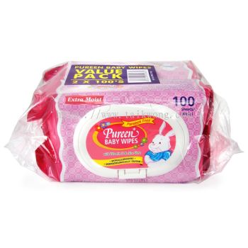 Pureen Baby Wipes Pink (2 X 100's)