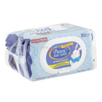 Pureen Baby Wipes Blue (2 X 80's)